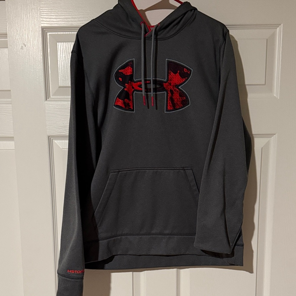 Under Armour Men's Charcoal and Red Hoodie